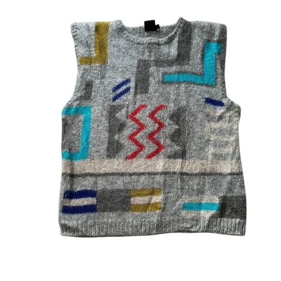 Wool Colorful Geometric Patterned Vest - Medium - Picture 13 of 13